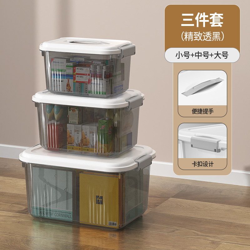 Picture of Transparent Storage Box Plastic Box with Lid Satchel Storage Box Large and Small Clothing Storage Box Organizer Box with Lid