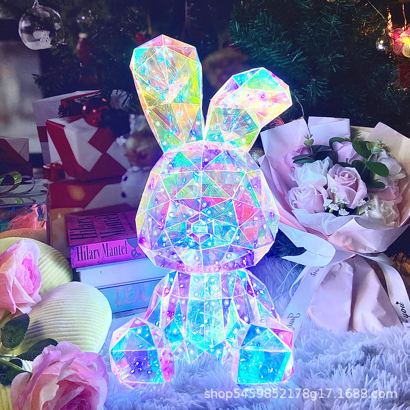 Picture of Cross-Border E-Commerce Specializes in Creative Gifts for Girls on Valentine's Day, Children's Day, and Birthdays, Internet-Famous Colorful Glowing Rabbit Gift Boxes