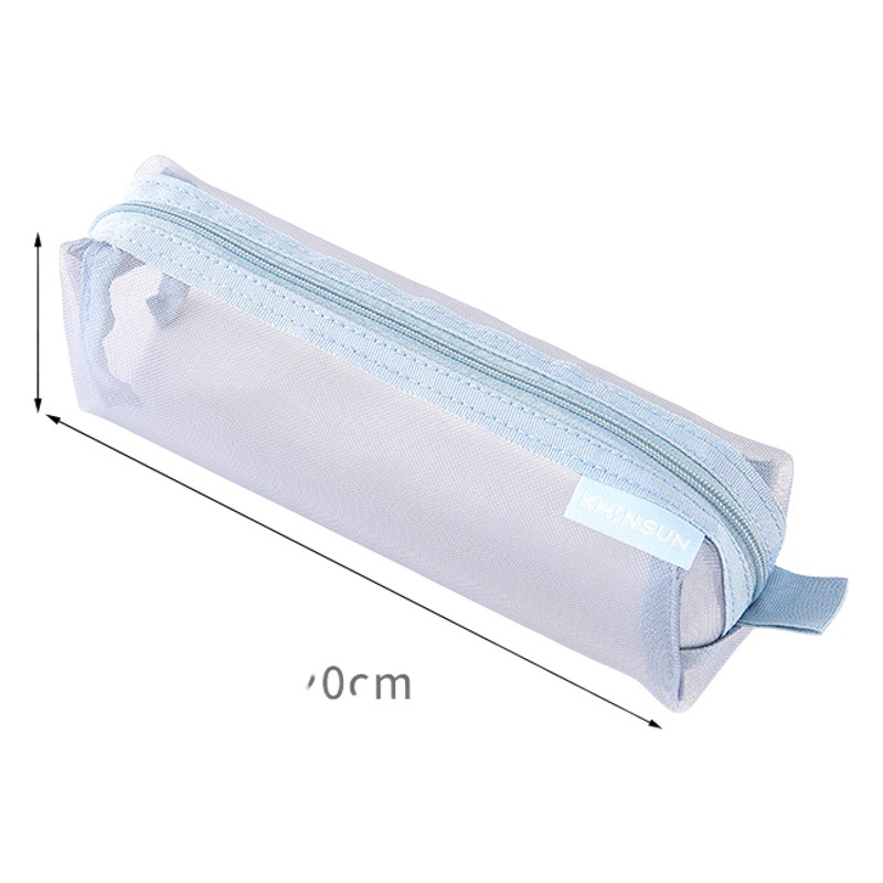 Wholesale three-dimensional simple transparent mesh pencil case student examination stationery bag portable large capacity storage bag