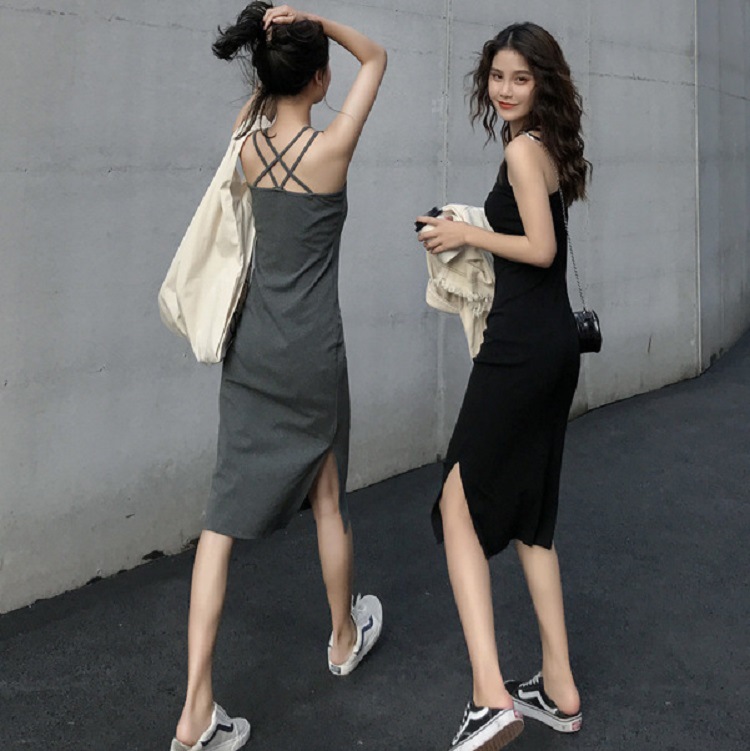 Carefully Selected Spring and Summer Mid-Length Suspbottomer Dress for Outer Wear 2025 New Women's Slit Slimming Look Inner Skirt