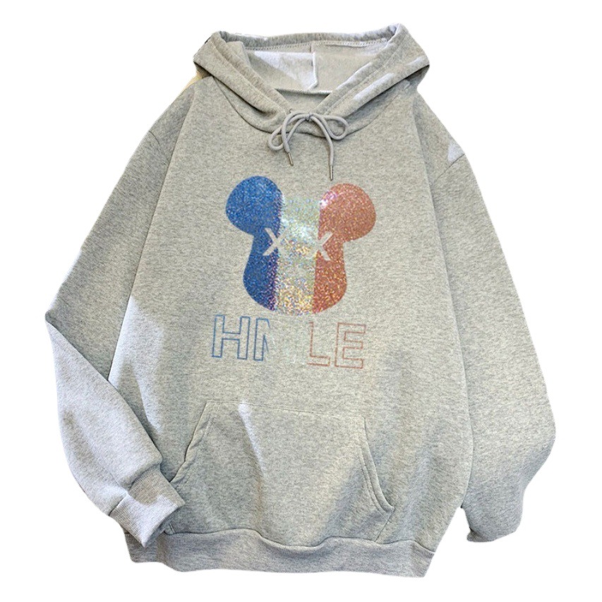 Cross-border 2024 new Korean version of plus size autumn and winter students loose class clothes fleece-lined hooded sweater women's jacket coat