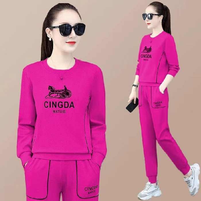 Picture of 787# spring and autumn sportswear suit women's 2022 new Korean style loose plus size women's casual fashion two-piece suit