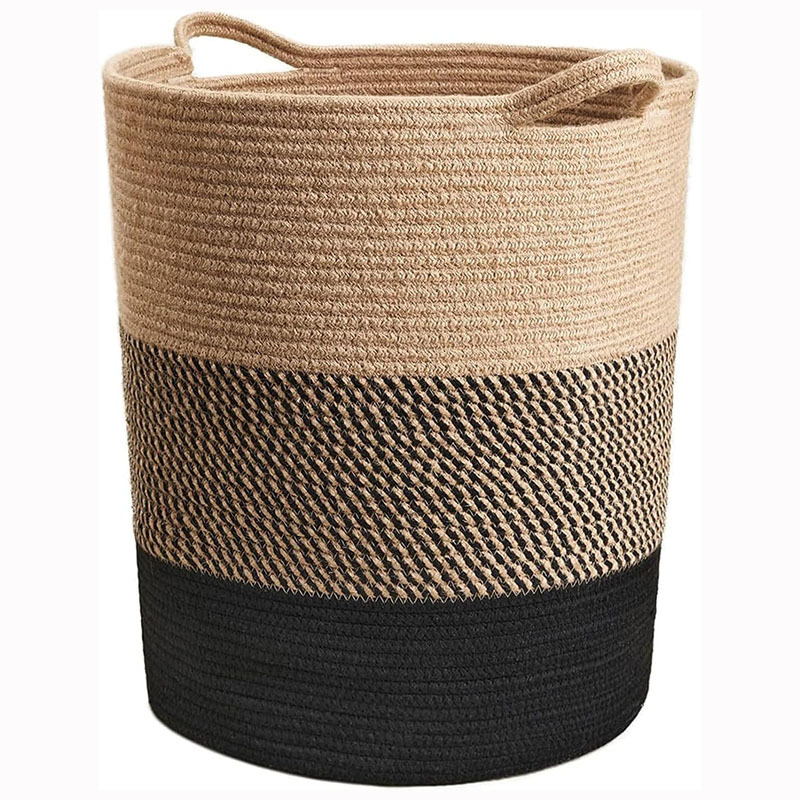 Amazon Cross-Border Cotton Rope Storage Basket Dirty Clothes Hamper Toy Basket Storage Basket Bedroom Storage Bucket Cotton Rope Woven Style
