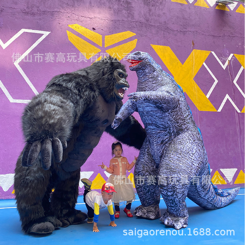 Gorilla King Kong inflatable costume Cartoon Doll costume long fur inflatable walking performance props doll clothing