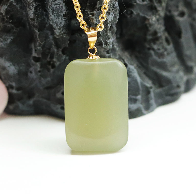 Military 18K Gold Natural Hetian Jade Pendant Wushi Brand Jade Necklace Factory Wholesale Live Broadcast Popular Delivery