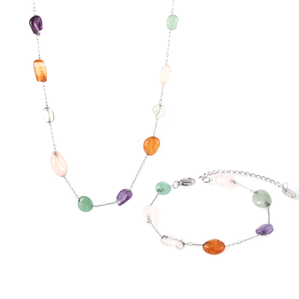 Picture of European and American Ins Style Niche Color Natural Stone Beaded Necklace Fashion Bracelet Stainless Steel Dopamine Light Luxury suit