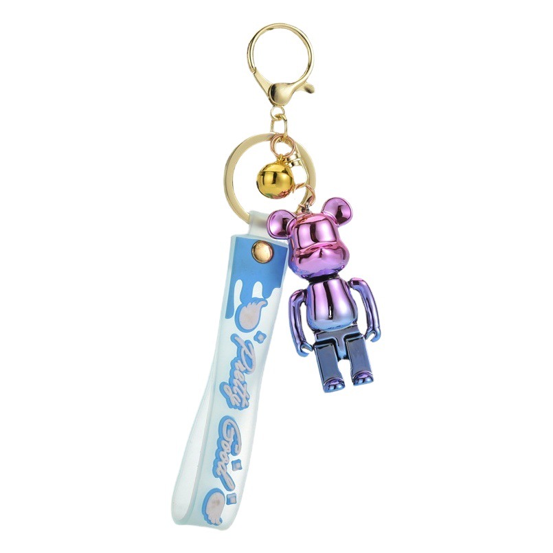 Acrylic Electroplating Gradient Violence Keychain Pendant Cartoon Couple Schoolbag Car Ins Hanging Gift Doll