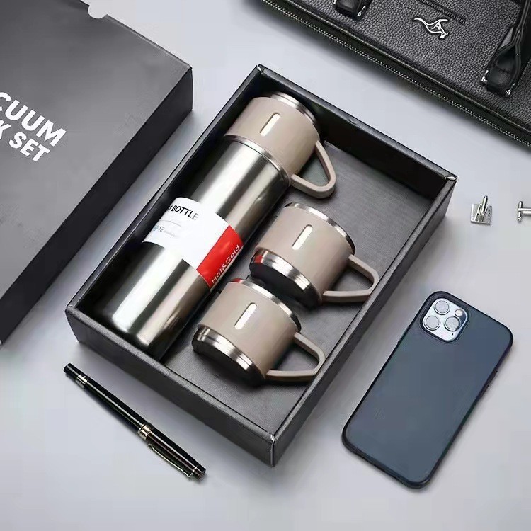 Picture of 304 Stainless Steel Thermos Cup Tea Cup One Cup Three Lid Business Gift Box suit Outdoor Water Cup Activity Gift Wholesale