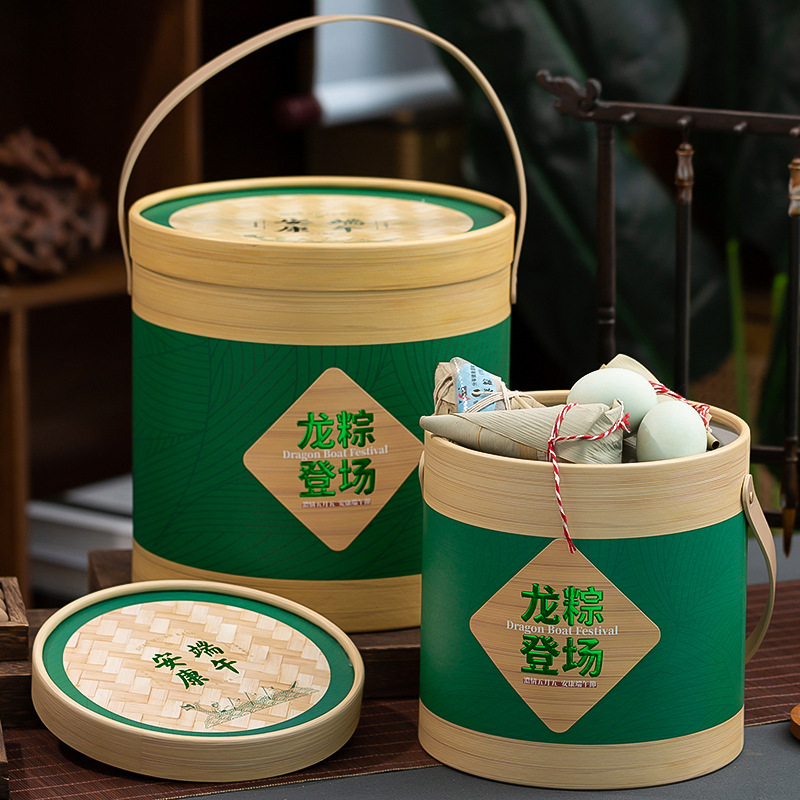 Dragon Boat Festival Large Capacity Simple Barrel Zongzi Packaging Box New High-end Duck Egg Accompanying Gift Native Product Paper Jar Hard Box