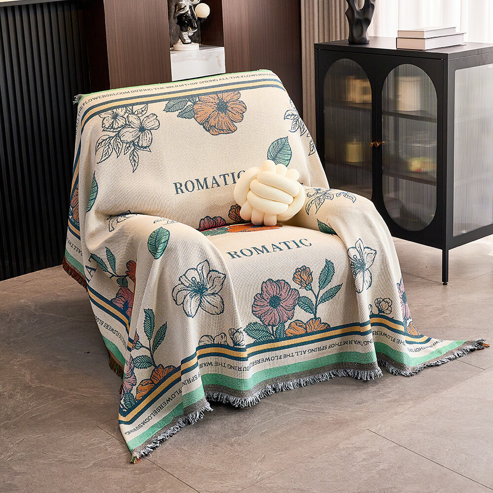 American Style Single Sofa Cover Cover Cloth Towel Chivas Full-Covered Non-Slip Double-Sided Knitted Cotton Blanket Homestay for Four Seasons