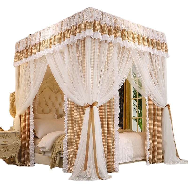 Thickened Shading Bed Curtain Princess Wind Mosquito Net Closed Integrated Dust-proof 1.5 m 1.8m Double Bed Household
