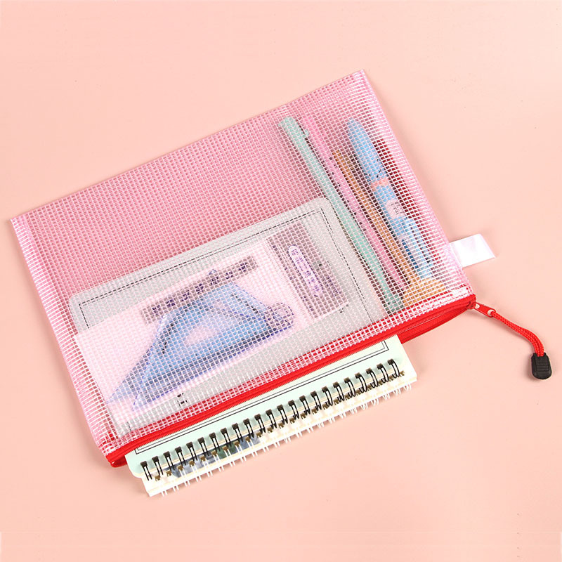 Picture of Transparent File Bag A4 Office Supplies Mesh Zipper Bag Stationery Wholesale Pvc Waterproof Satchel Test Paper Information Bag