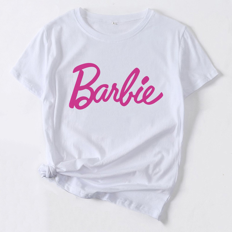 2023 barlbie Babi Shrimp Crewneck Printed White T-shirt Short Sleeve Women's Foreign Trade Cross-border ebay Amazon