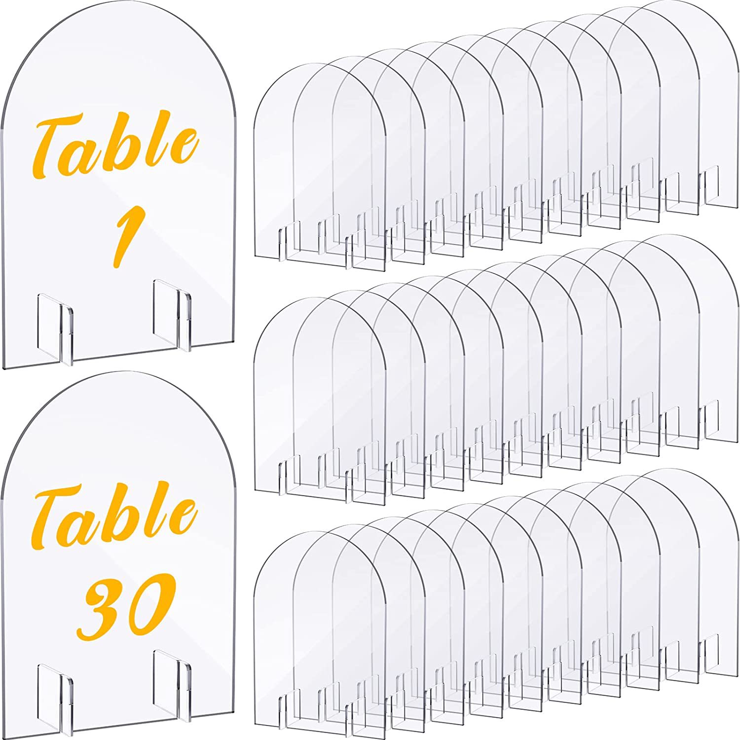5PCs transparent acrylic blank square bracket arched seat plate DIY digital wedding party table number plate