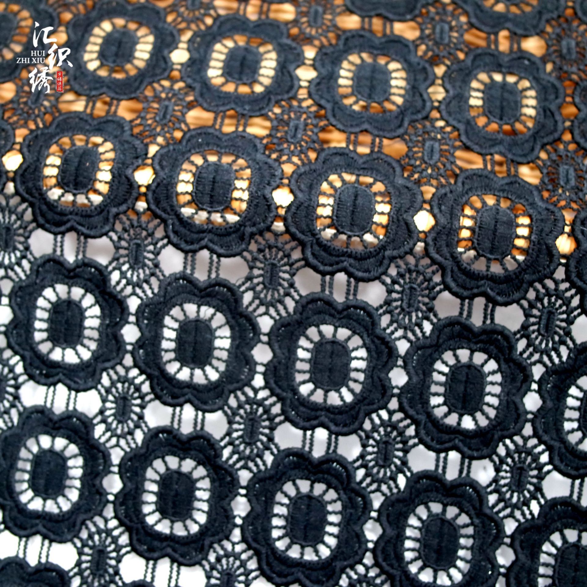 Ready Stock Wholesale Black Water-Soluble Embroidery Fabric Milk Silk Embroidery Material Fashion Dress DIY Accessories Three-Dimensional Embroidery