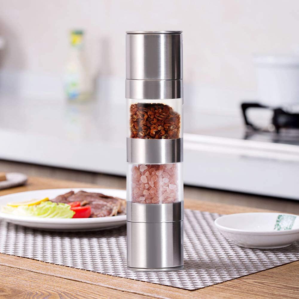 Dual-purpose manual grinder manual pepper mill stainless steel seasoning jar manual pepper mill