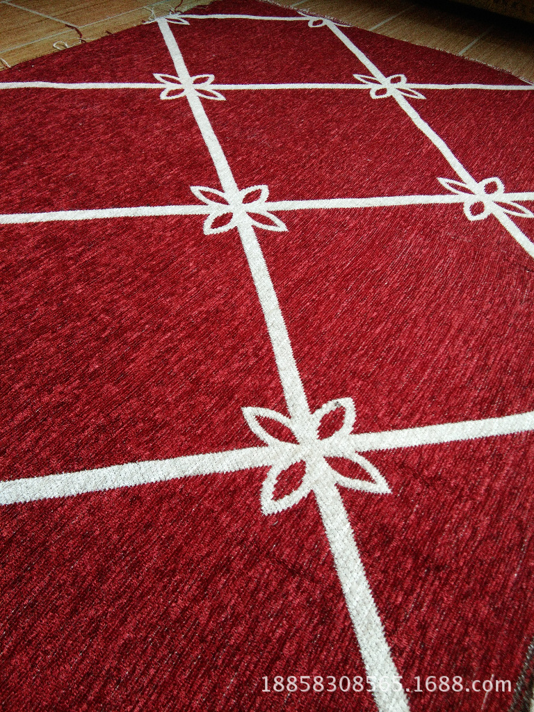 Picture of Floor Mat cloth chenille jacquard floor mat fabric Plaid jacquard chenille decorative cloth
