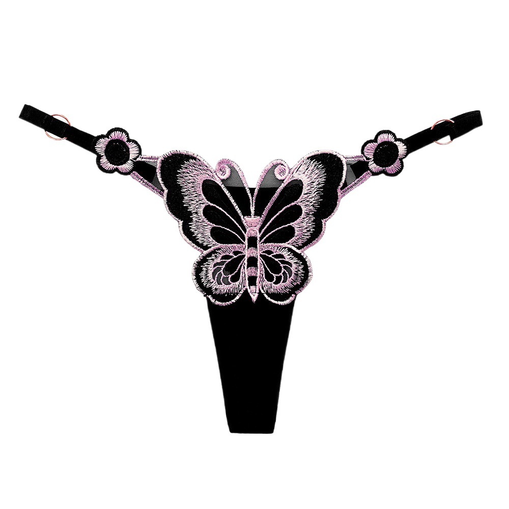 Cross-border Amazon lace butterfly sexy low waist European and American thong women's one rope foreign trade women's underwear wholesale