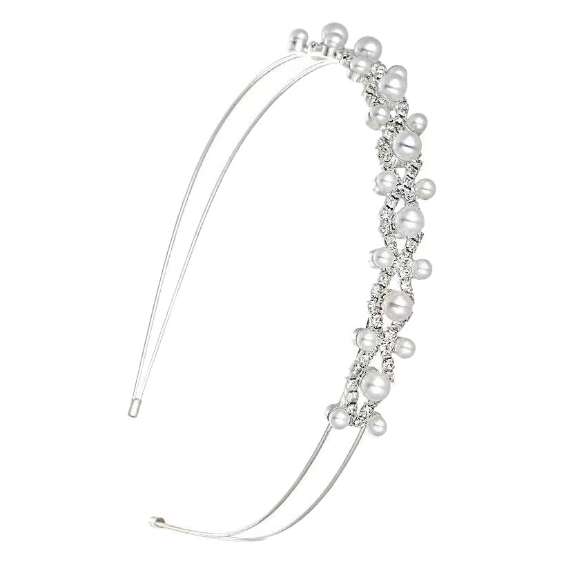 Korean Bride Wedding Crystal Flower Fine Hair Band Flower Diamond Set Pearl Hair Ornament Headband Jewelry Headwear Cross Border