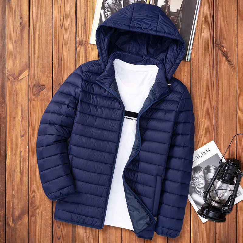 Picture of Light Down Cotton-padded Jacket Men's Autumn and Winter Cotton-padded Jacket New Short Vertical Collar Men's Casual Hooded Plus Size Lightweight Jacket