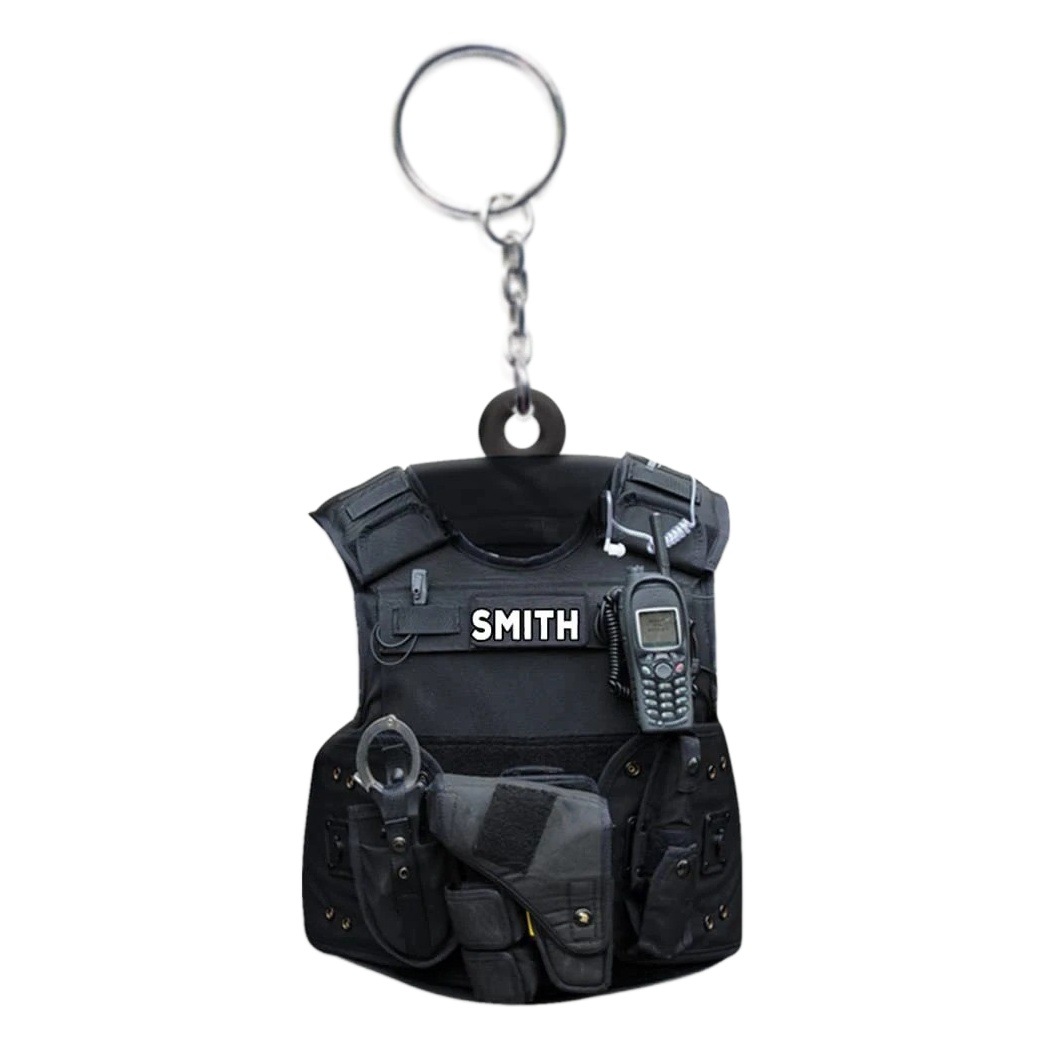 Cross-border New Police Gift Keychain Decorations Acrylic Flat Backpack for Men and Women Creative Hanging Key Ring