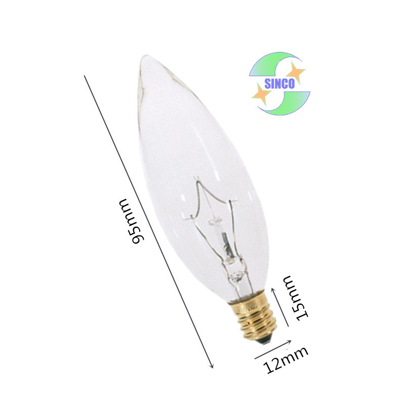 Picture of C32 120V60W Screw E12 Standard Incandescent Lamp Transparent Candle Bulb Chandelier Bulb Dimmable