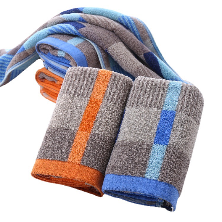 Picture of Manufacturer Wholesale Cotton Absorbent Towels, Thickened Dark Plaid Gift Stock, Wholesale Supplier, Super Thick Plaid Face Towels
