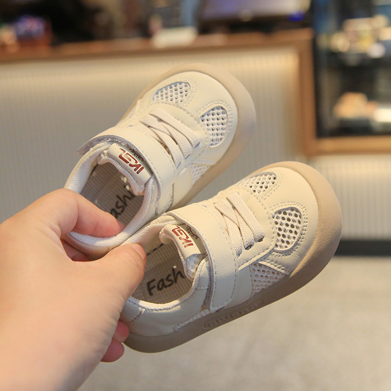 Children's Spring and Autumn Single-layer Shoes Mesh Hollow Breathable sneaker 1-2-3 Year Old Boys and Girls Soft-soled Non-slip Toddler Shoes