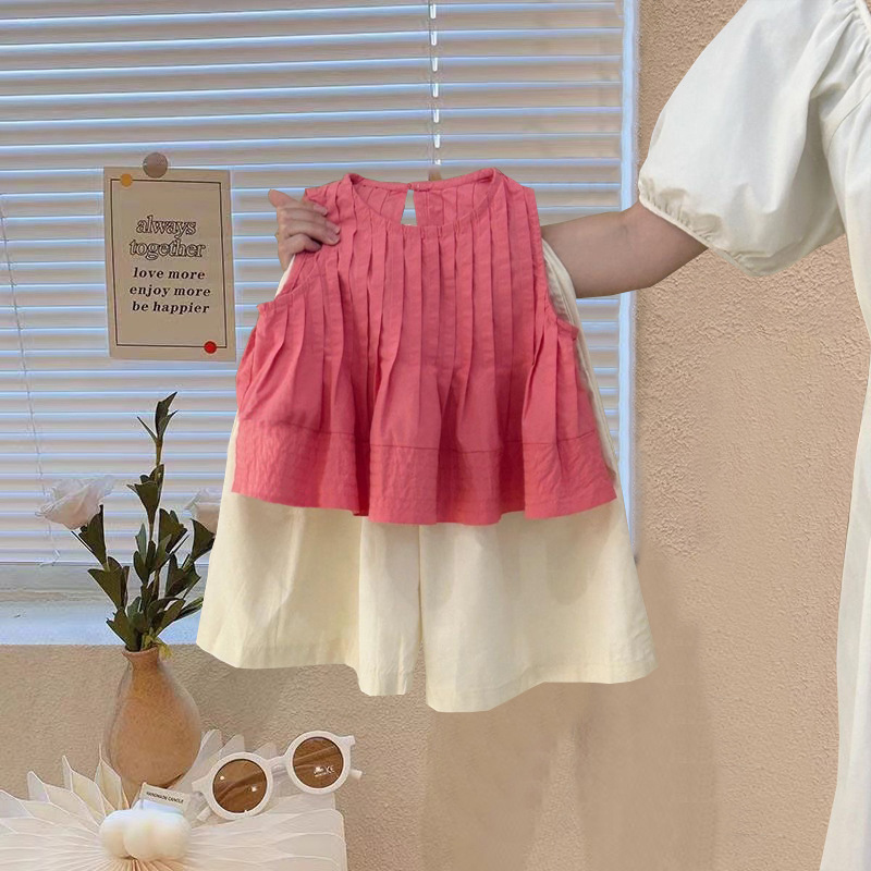 Girls Suit 2025 Summer New Baby Doll Shirt Two-Piece Set Western Style Baby Korean Version Cute and Sweet Trendy