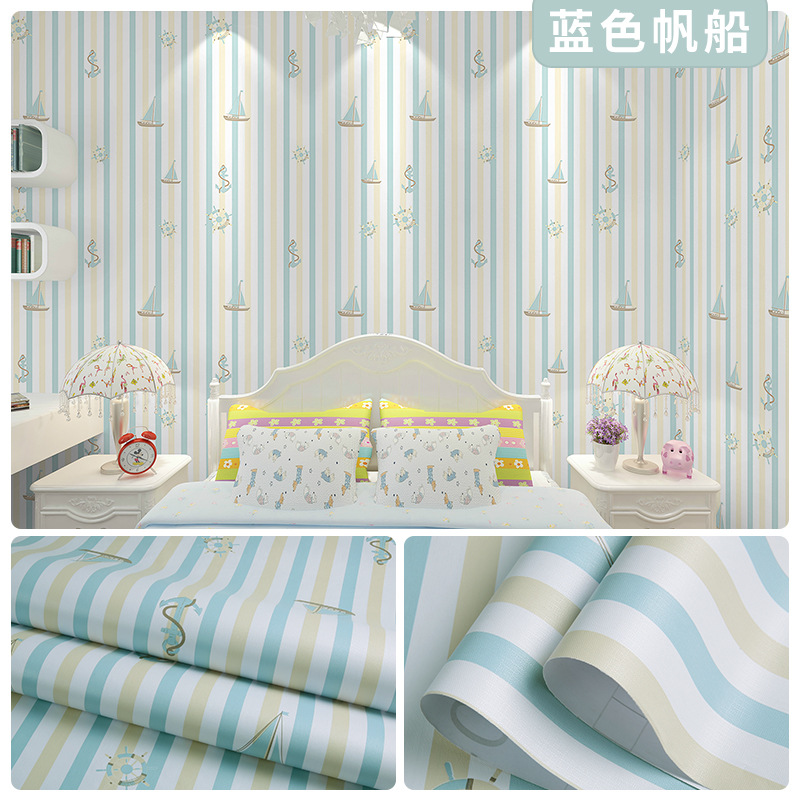 Picture of Wallpaper Self-adhesive Waterproof Moisture-proof Bedroom Background Wall Wallpaper Living Room Bedroom Dormitory Children's Room Cartoon Decorative Wall Stickers