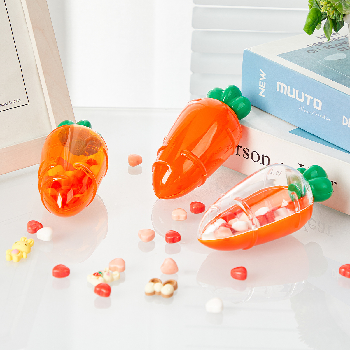 Plastic Carrot Candy Box Fillable Easter Party Decoration Box Gift Box Easter Kids Toy