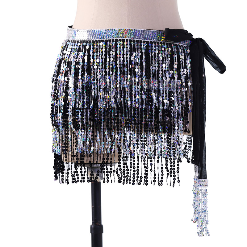 Picture of New belly dance beads waist chain 4 sequins hip towel tassel waist belt dance performance can be a generation of hair
