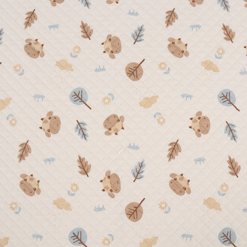 Picture of Original White Diamond Lattice Jacquard Air Layer Printed Baby Quilted Fabric Baby Jumpsuit Sleeping Bag Quilted Fabric
