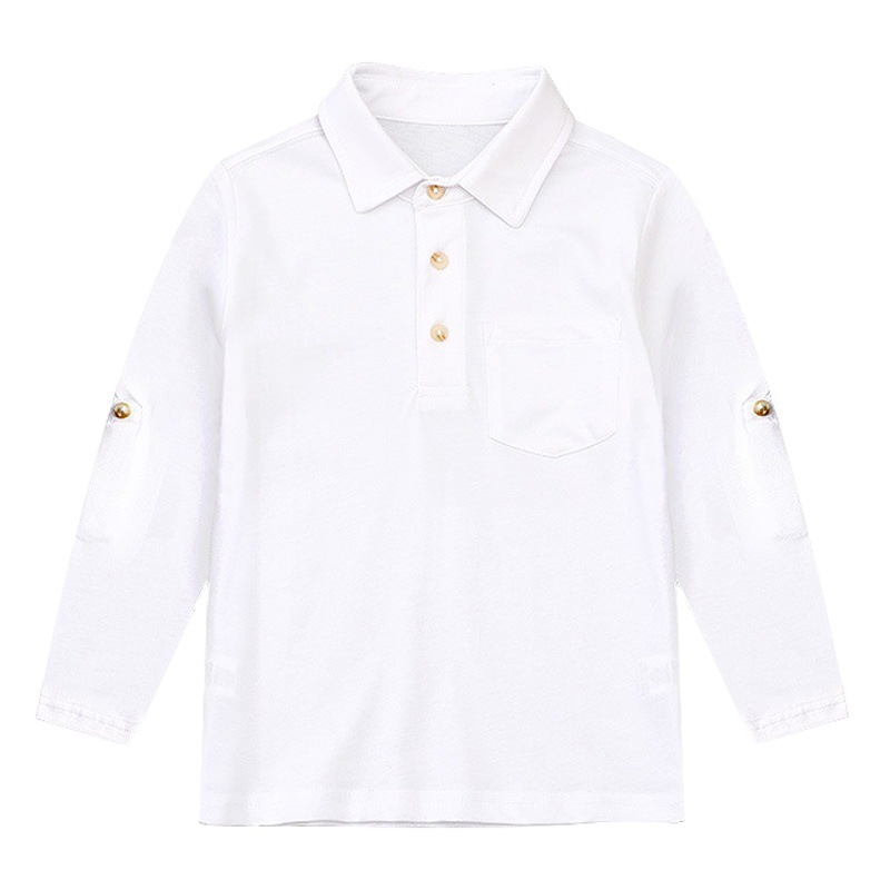 Picture of 2025 Spring and Autumn Children's POLO Shirt Long-sleeved Lapel Middle School Boys and Girls School Wear Class Clothes Breathable Cotton Base Shirt