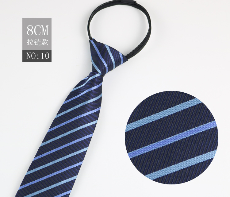 Picture of Factory Black Men's Tie Striped Blue Business Tie Lazy People Knot Free Zipper Tie in stock Wholesale