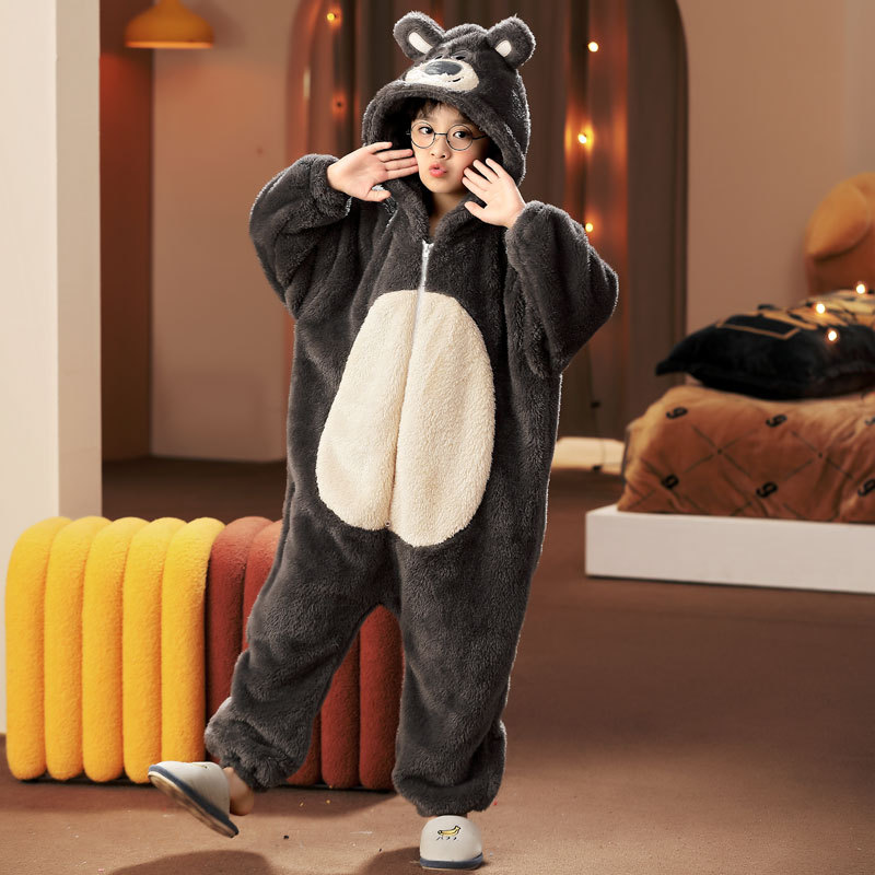 Picture of Funny Clothes Children's One-piece Pajamas Parent-child Clothes Boys Family of Three or Four Sullivan Winter fleece-lined One-piece Clothes