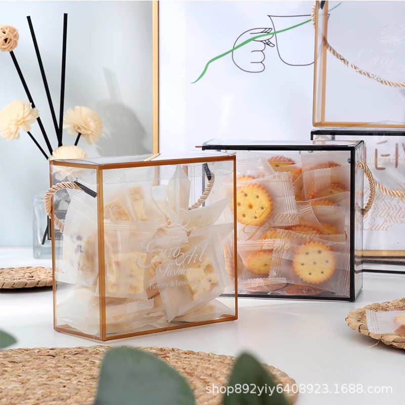 Net Celebrity Candy Packaging Bag Nougat Gift Box Portable Packaging Box Transparent Snowflake Crisp Candy Bag Plastic Box