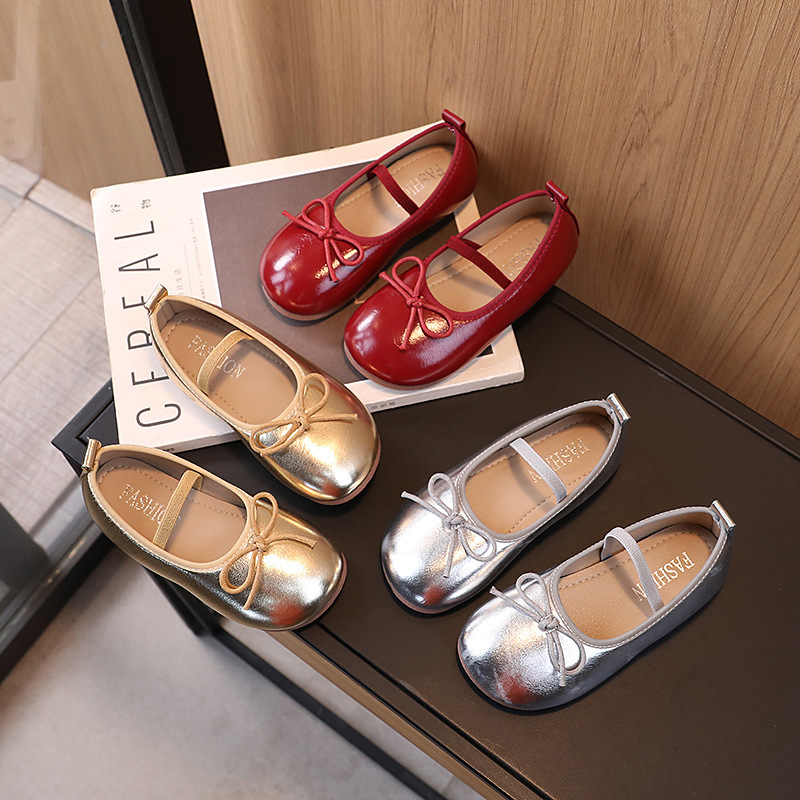 Children's small leather shoes spring and autumn new Korean version of girls' comfort shoes bow baby versatile fashion princess shoes
