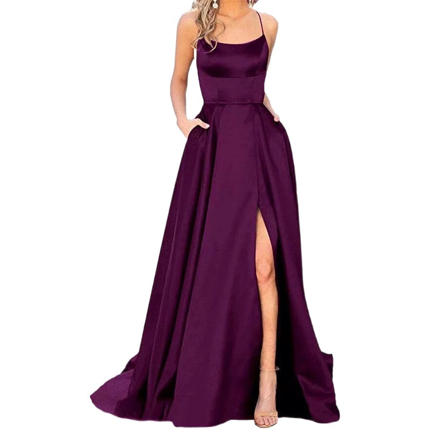 Picture of 2022 Amazon European and American Bridesmaid Dress Long Dress Slim Shoulder-free Best Friend Amazon Bridesmaid Evening Dress