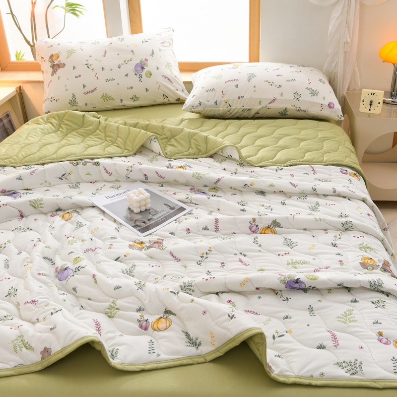 Picture of New Type A Knitted Cotton Summer Quilt Single Double Student Dormitory Summer Air-conditioning Quilt Children's Thin Quilt Washable