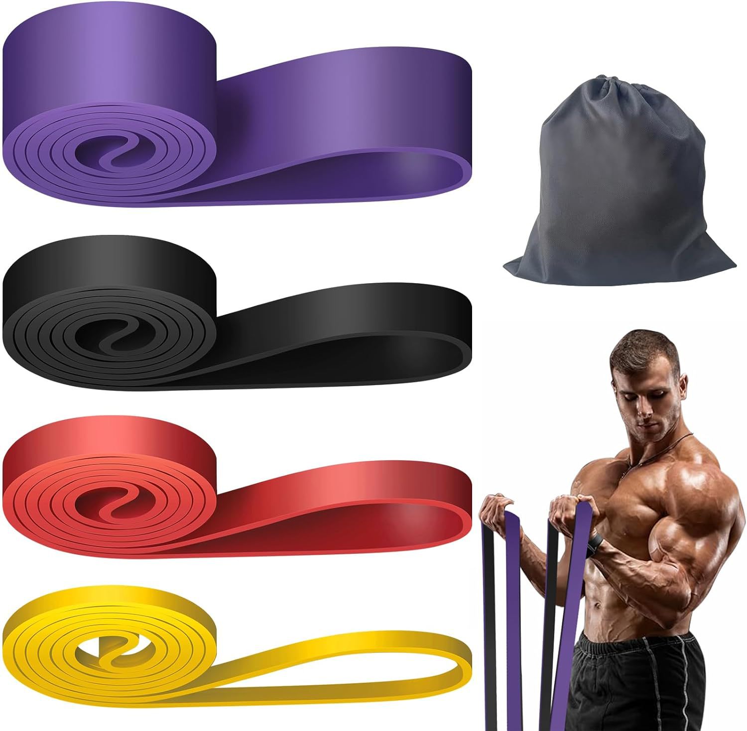 Picture of GPPNKC resistance band suit pull-up auxiliary band men's and women's indoor fitness exercise resistance band with door anchor