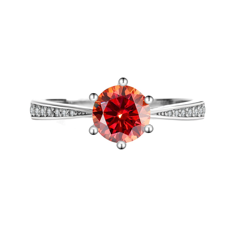 Picture of S925 sterling silver moissanite Korean version of six-claw ring ladies ring six-claw classic crown for wedding ring manufacturers wholesale