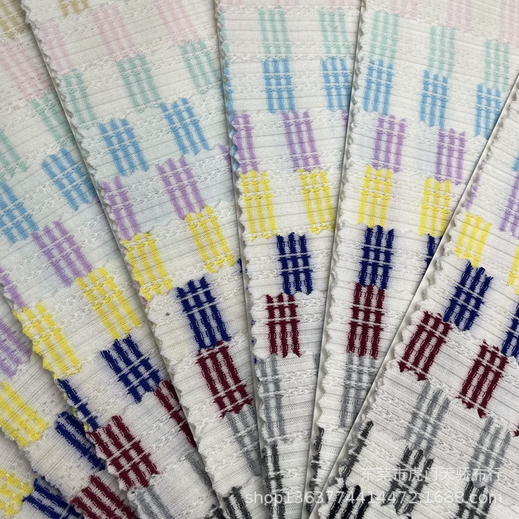 Picture of In stock supply knitted yarn-dyed rib jacquard 220g TR yarn-dyed long-time fancy rib pit casual fabric