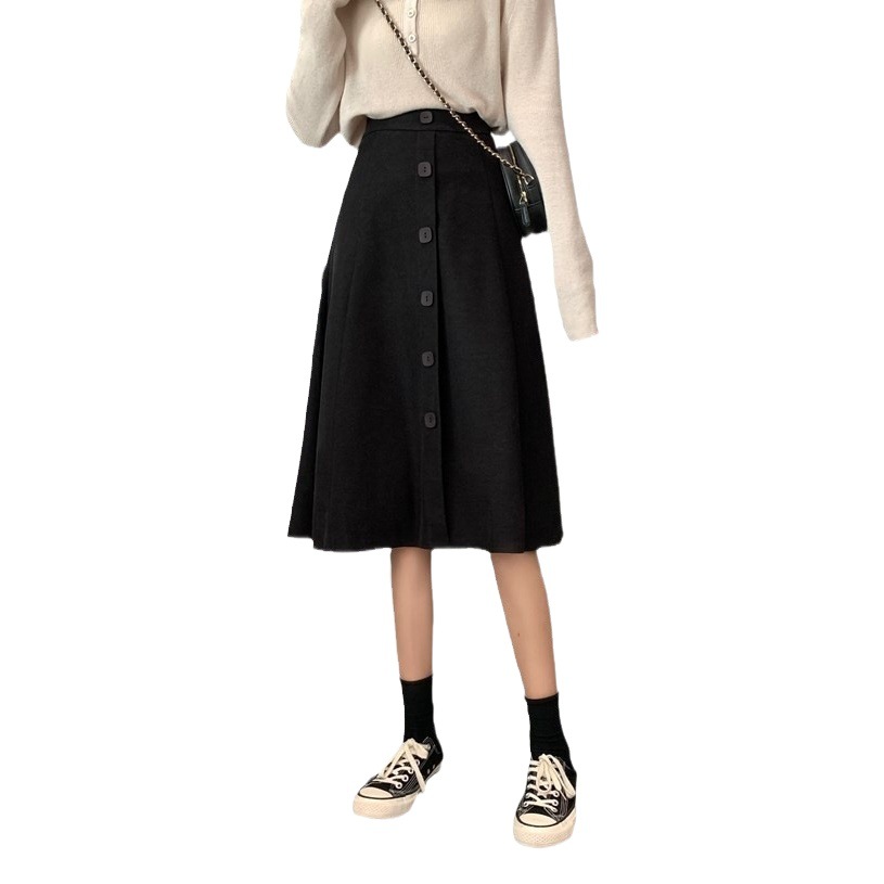 Women's Skirt for Spring and Autumn 2023 New Arrival Small High Waist A- shaped Mid-length Design Sense Large Swing Skirt Slim Umbrella Skirt