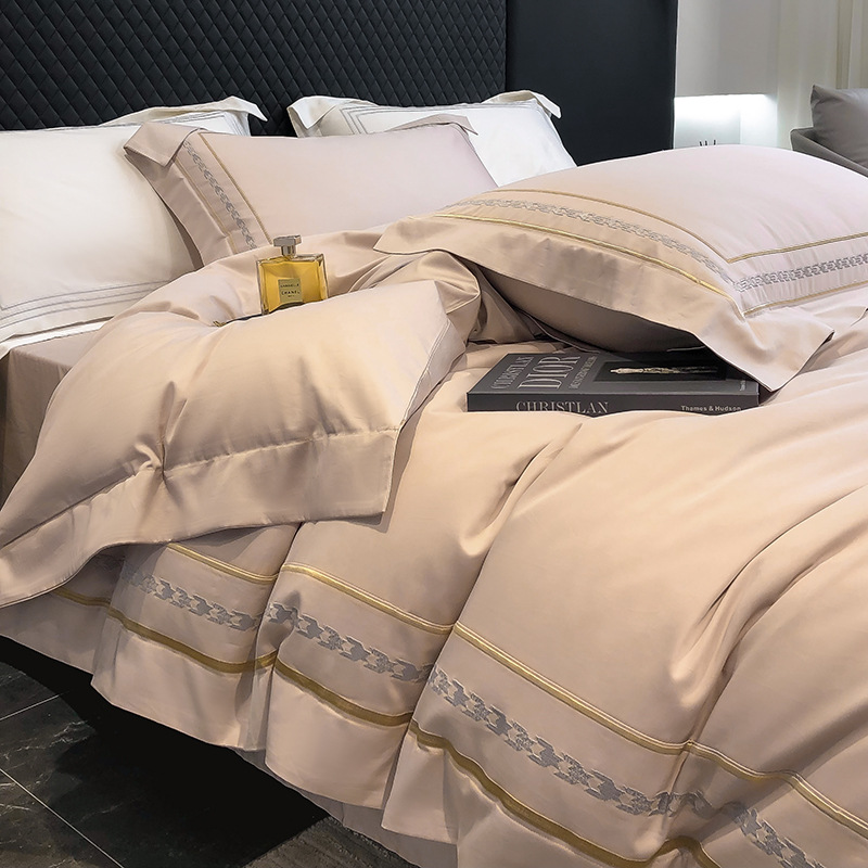 Picture of Light luxury 200S long staple cotton cotton four-piece set 100 cotton bedding sheets quilt cover bed 4-piece set a generation of hair