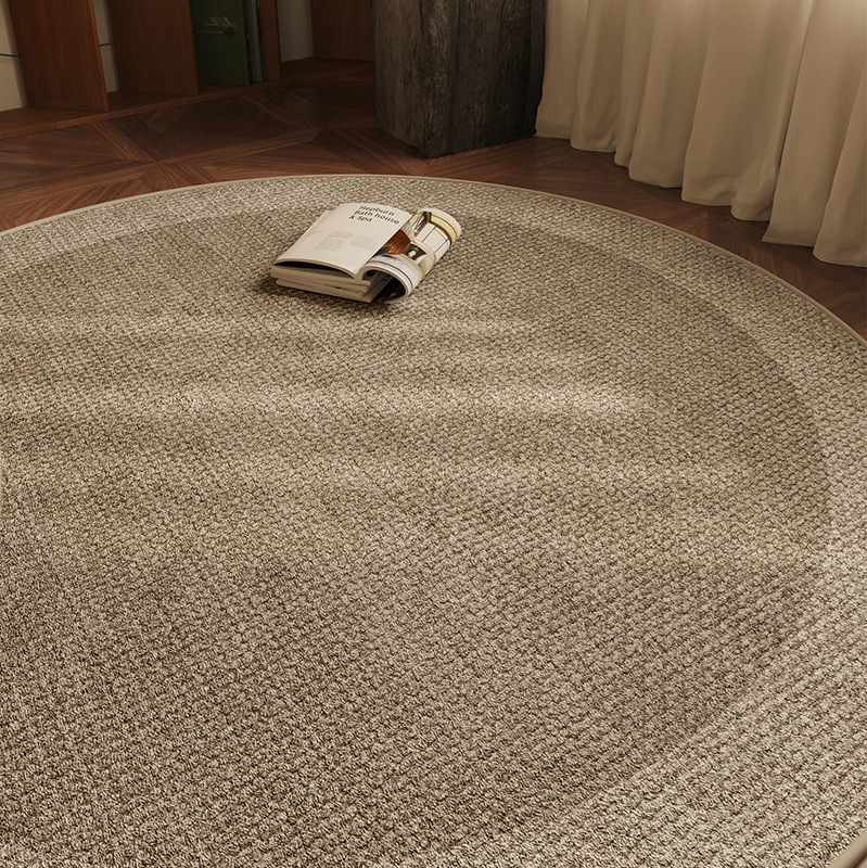 Picture of Log style solid color round carpet living room cloakroom bedroom floor mat swivel chair sound insulation mat balcony dressing table mat