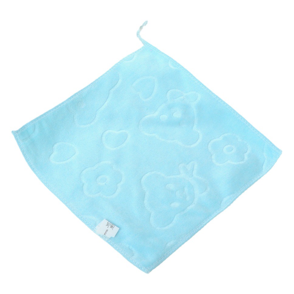 Wholesale Small Square Towel for Children to Wash Their Face, Baby Wipe Saliva, Kindergarten Hand Towel, Microfiber Embossed Square Towel
