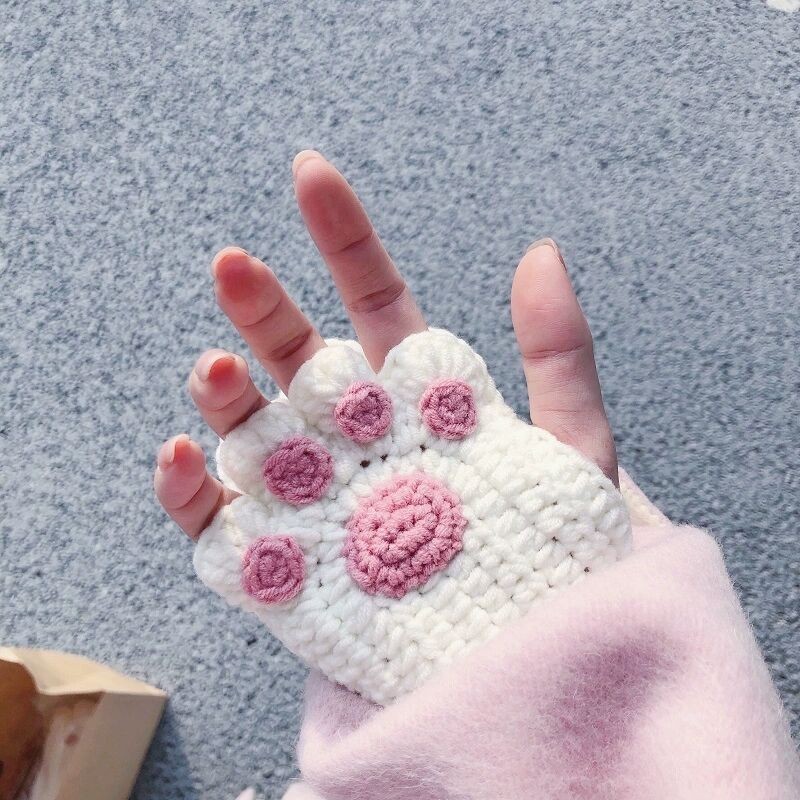 Cat Claw Gloves DIY Knitting Material Package Wool Gift for Male and Female Couples Crochet Milk Cotton Yarn