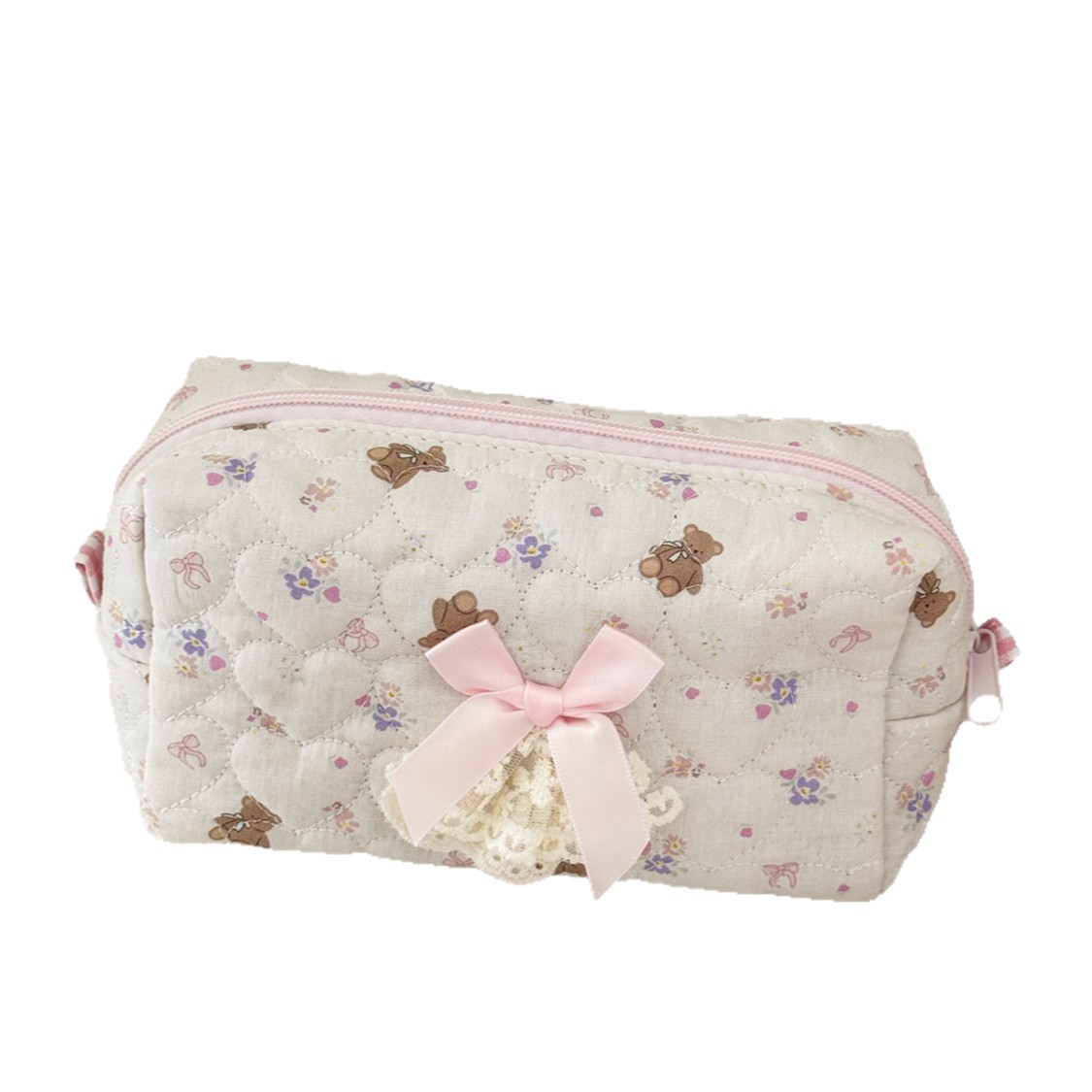 Picture of Cross-Border Bear Sweetheart Cosmetics Bag New Quilted Cute Ins Style High-Looking Large-Capacity Student Universal Pencil Case