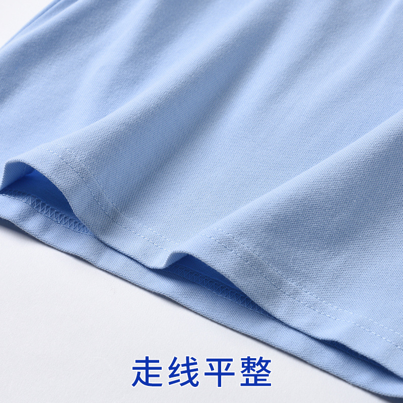 Picture of Children's polo shirt short sleeve light blue summer boys' and girls' cotton lapel T-shirt sky blue primary school uniform t